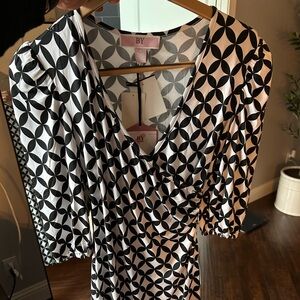 Elegant Black and White Patterned Dress